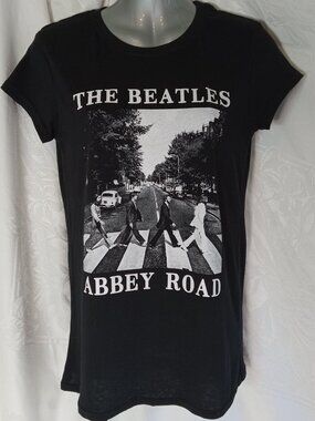 he Beatles Abbey Road Black Graphic Band Fitted T-Shirt Size Medium